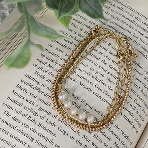 NWT Faux Pearl Gold Bracelet